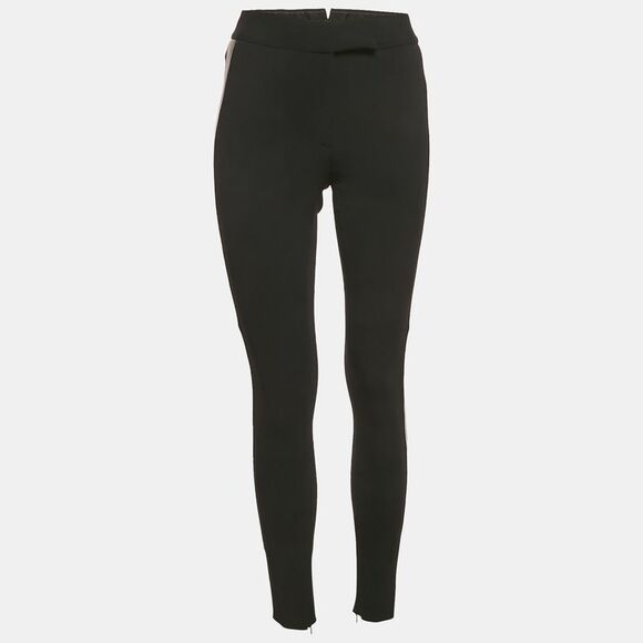 Tom Ford Black Crepe Leather Trim Trousers S